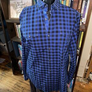 Banana Republic blue checked slim fit L business casual shirt